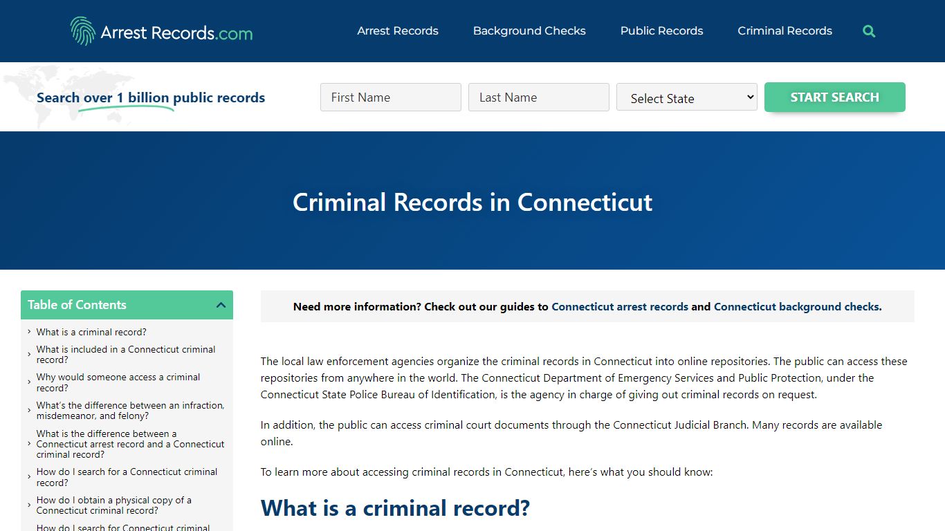 Connecticut Criminal Records - Arrest Records.com